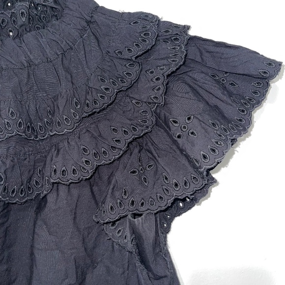 SEA Aurelie Eyelet Ruffle Tank Black Color Size: XS - Picture 10 of 10